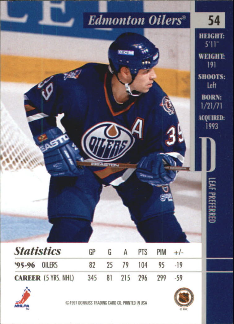 1996-97 Leaf Preferred #54 Doug Weight back image