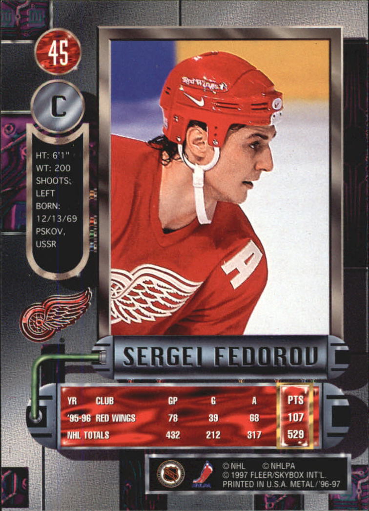 1995-96 Fleer Metal #45 Sergei Fedorov Detroit Red Wings