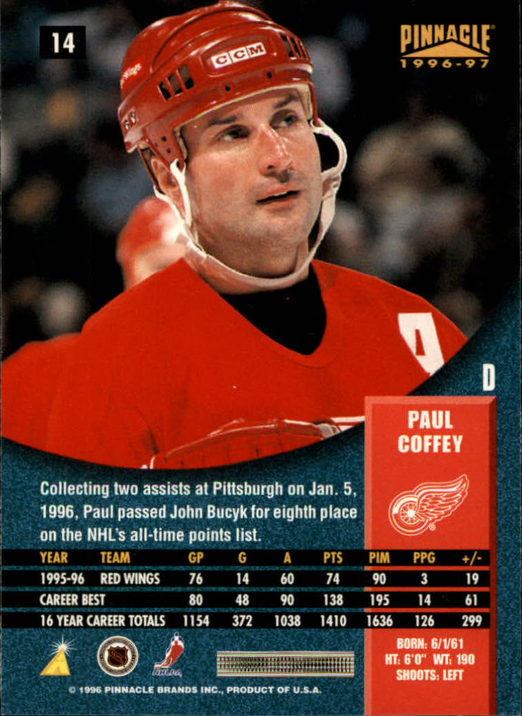 1996-97 Pinnacle #14 Paul Coffey back image