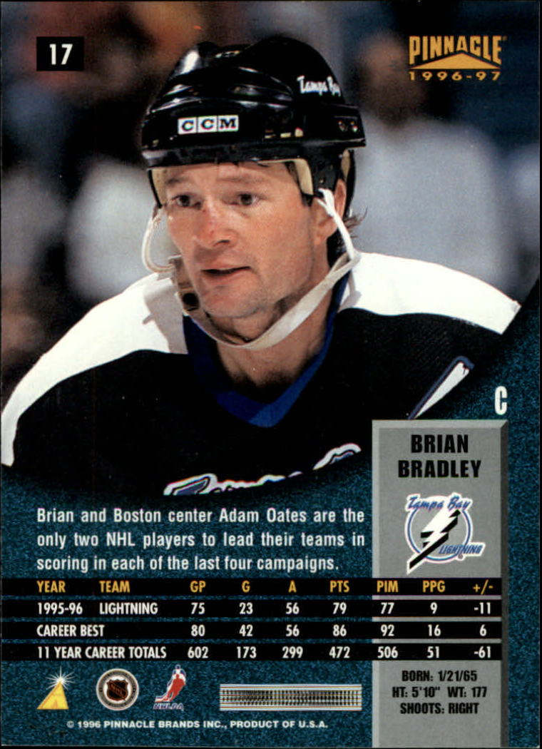 1996-97 Pinnacle #17 Brian Bradley back image