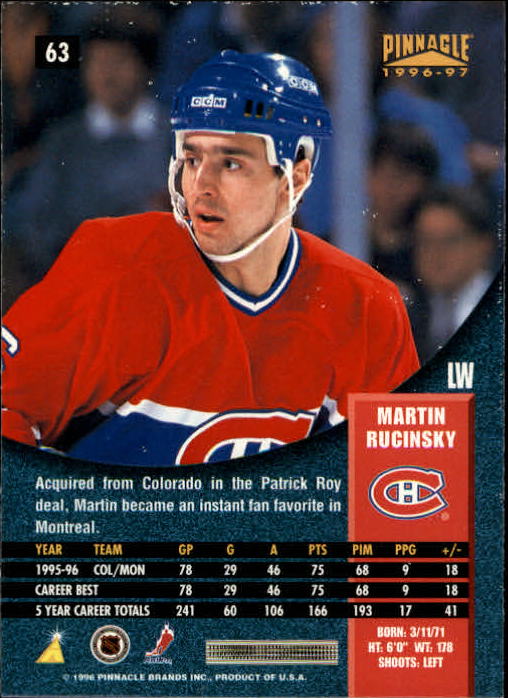 B5057- 1996-97 Pinnacle Hockey #s 1-250 +Inserts -You Pick- 15+ FREE US SHIP - Picture 105 of 453