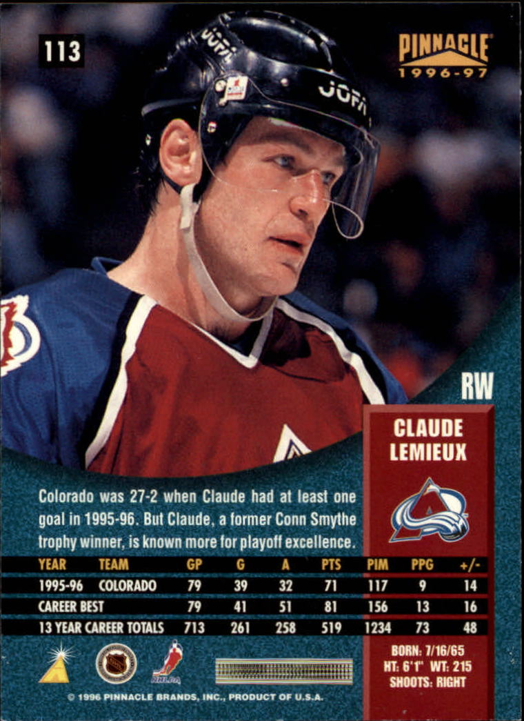 B5057- 1996-97 Pinnacle Hockey #s 1-250 +Inserts -You Pick- 15+ FREE US SHIP - Picture 191 of 453