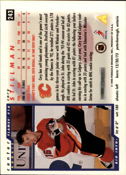 1996-97 Score #243 Cory Stillman back image