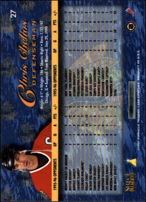 1996-97 Select Certified #27 Chris Chelios back image