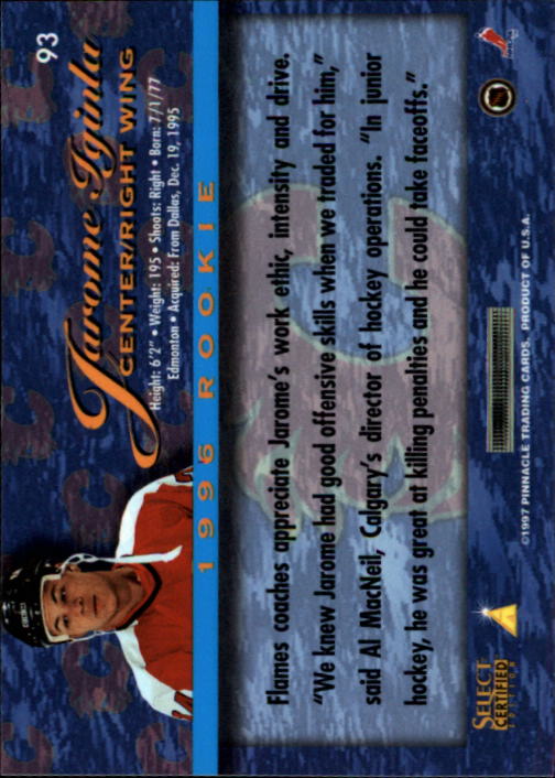 1996-97 Select Certified #93 Jarome Iginla back image