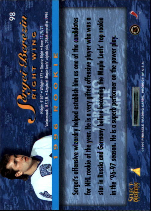 B3364- 1996-97 Wählen Sie Certified Hk Karte #S 1-120 -du Pick- 15 + Kostenlose - Bild 175 von 231