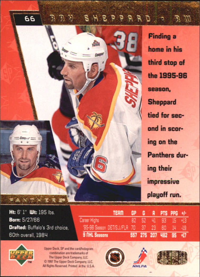 1996-97 SP #66 Ray Sheppard back image