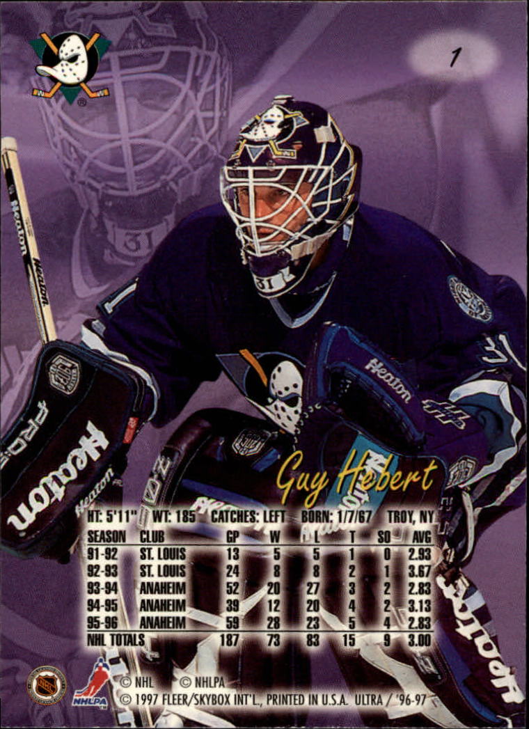 1996-97 Ultra #1 Guy Hebert back image