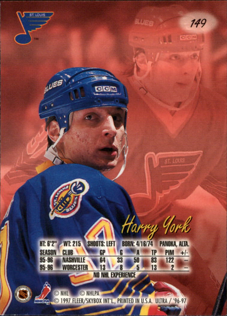 1996-97 Ultra #149 Harry York RC back image