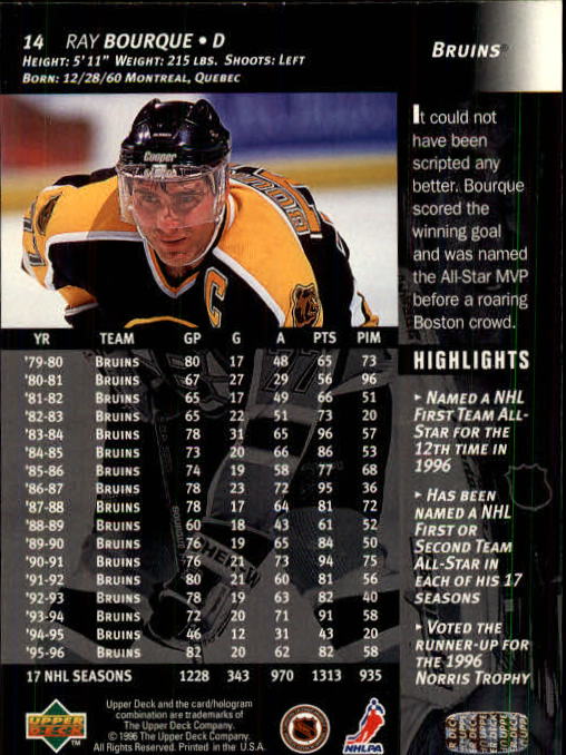 1996-97 Upper Deck #14 Ray Bourque back image