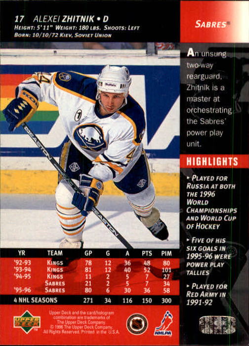 1996-97 Upper Deck #17 Alexei Zhitnik back image