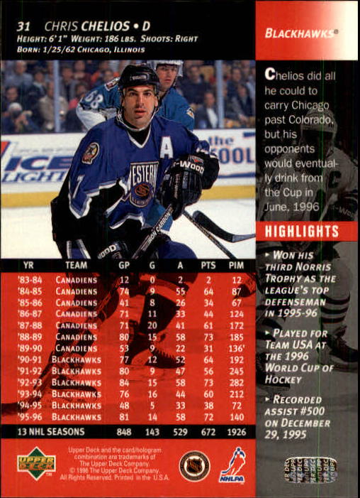 B3482- 1996-97 Upper Deck Hk Cards 1-250 +Rookies -You Pick- 15+ FREE US SHIP - Bild 63 von 499