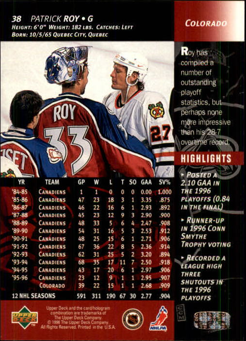 B3482- 1996-97 Upper Deck Hk Cards 1-250 +Rookies -You Pick- 15+ FREE US SHIP - Bild 76 von 499