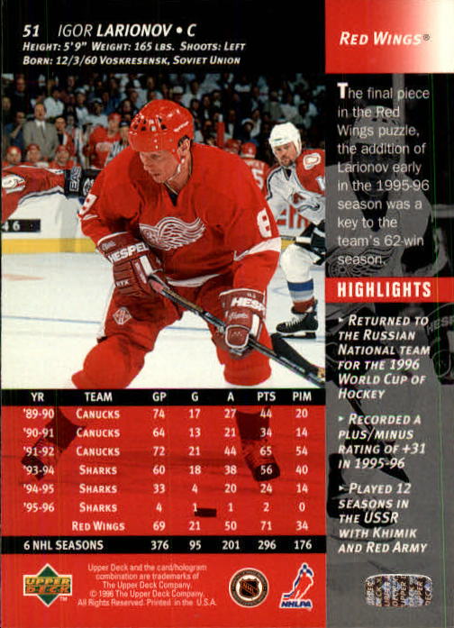 B3482- 1996-97 Upper Deck Hk Cards 1-250 +Rookies -You Pick- 15+ FREE US SHIP - Bild 103 von 499