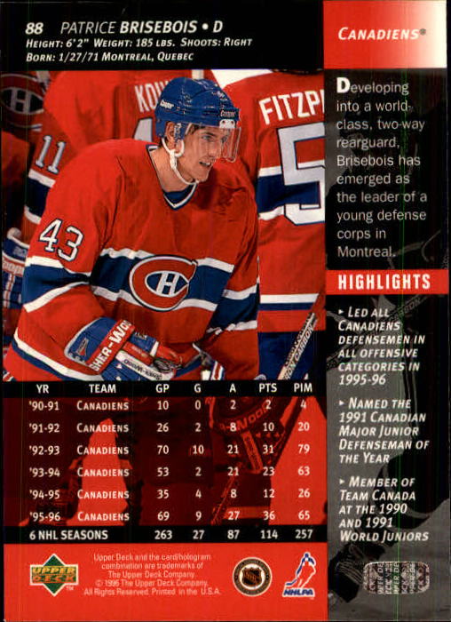 B3482- 1996-97 Upper Deck Hk Cards 1-250 +Rookies -You Pick- 15+ FREE US SHIP - Bild 177 von 499