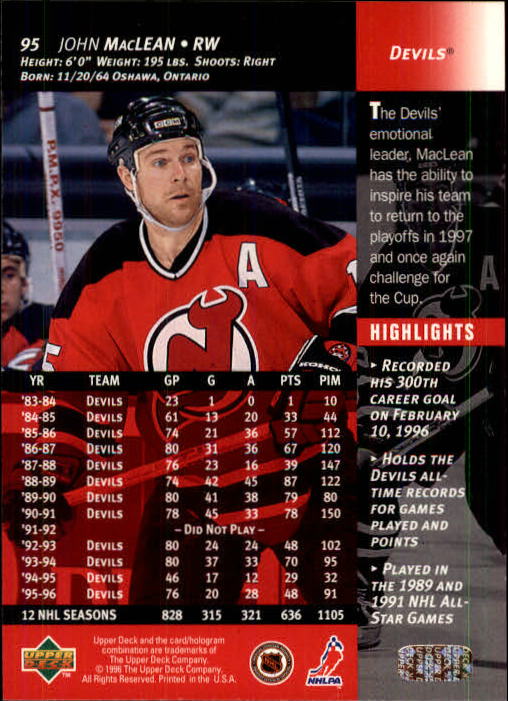 B3482- 1996-97 Upper Deck Hk Cards 1-250 +Rookies -You Pick- 15+ FREE US SHIP - Bild 191 von 499