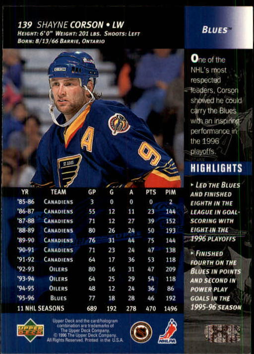 B3482- 1996-97 Upper Deck Hk Cards 1-250 +Rookies -You Pick- 15+ FREE US SHIP - Bild 277 von 499