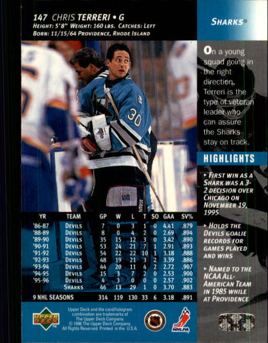 1996-97 Upper Deck #147 Chris Terreri back image