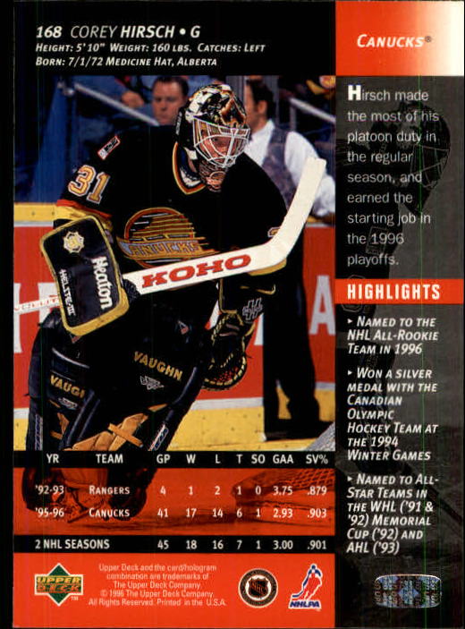 B3482- 1996-97 Upper Deck Hk Cards 1-250 +Rookies -You Pick- 15+ FREE US SHIP - Bild 335 von 499