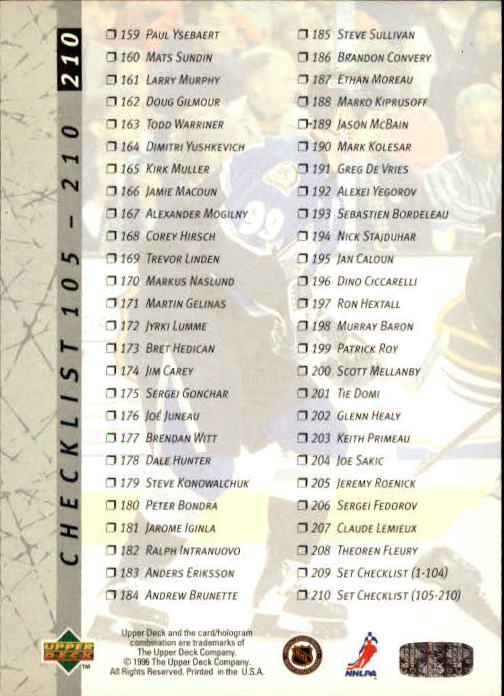 B3482- 1996-97 Upper Deck Hk Cards 1-250 +Rookies -You Pick- 15+ FREE US SHIP - Bild 419 von 499