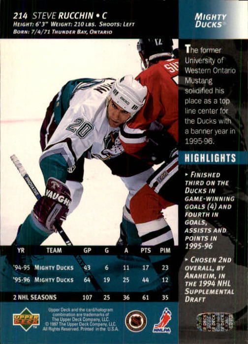 B3482- 1996-97 Upper Deck Hk Cards 1-250 +Rookies -You Pick- 15+ FREE US SHIP - Bild 427 von 499
