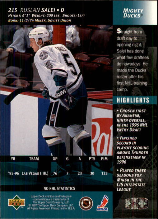 B3482- 1996-97 Upper Deck Hk Cards 1-250 +Rookies -You Pick- 15+ FREE US SHIP - Bild 429 von 499