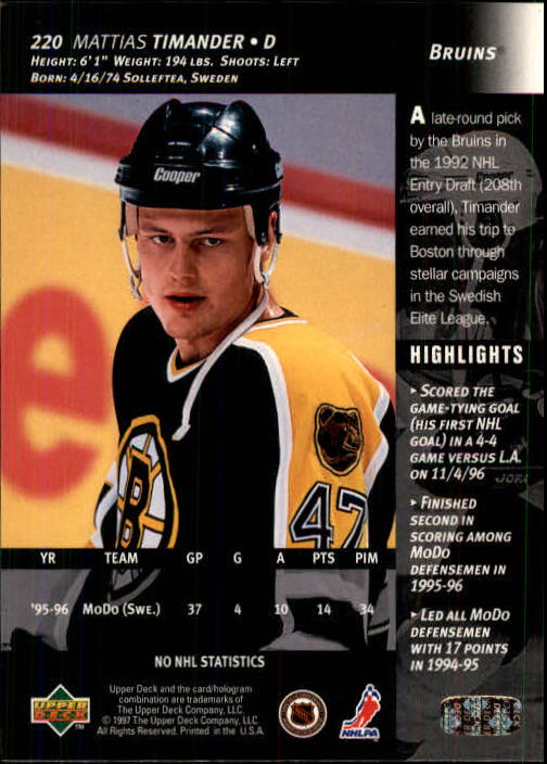 B3482- 1996-97 Upper Deck Hk Cards 1-250 +Rookies -You Pick- 15+ FREE US SHIP - Bild 439 von 499