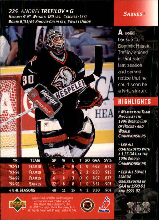 B3482- 1996-97 Upper Deck Hk Cards 1-250 +Rookies -You Pick- 15+ FREE US SHIP - Bild 449 von 499