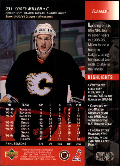 1996-97 Upper Deck #231 Corey Millen back image