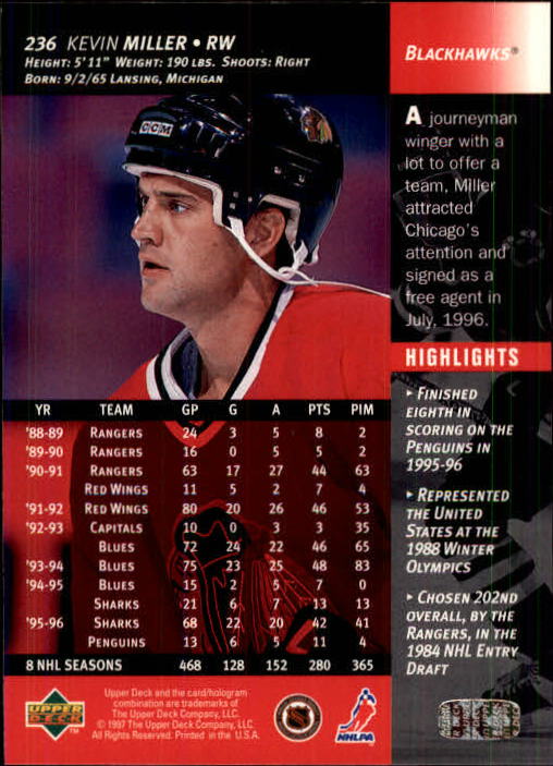 B3482- 1996-97 Upper Deck Hk Cards 1-250 +Rookies -You Pick- 15+ FREE US SHIP - Bild 471 von 499