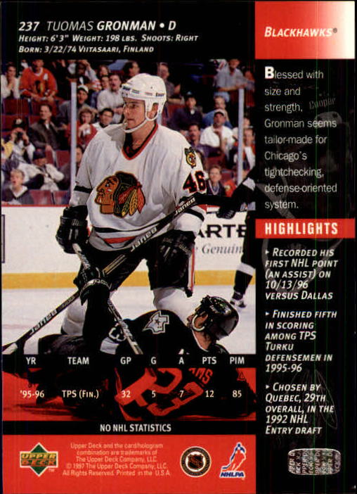 B3482- 1996-97 Upper Deck Hk Cards 1-250 +Rookies -You Pick- 15+ FREE US SHIP - Bild 473 von 499