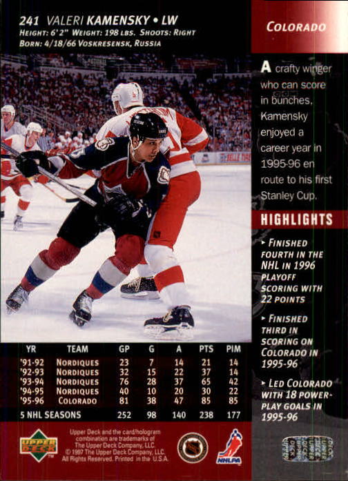 B3482- 1996-97 Upper Deck Hk Cards 1-250 +Rookies -You Pick- 15+ FREE US SHIP - Bild 481 von 499