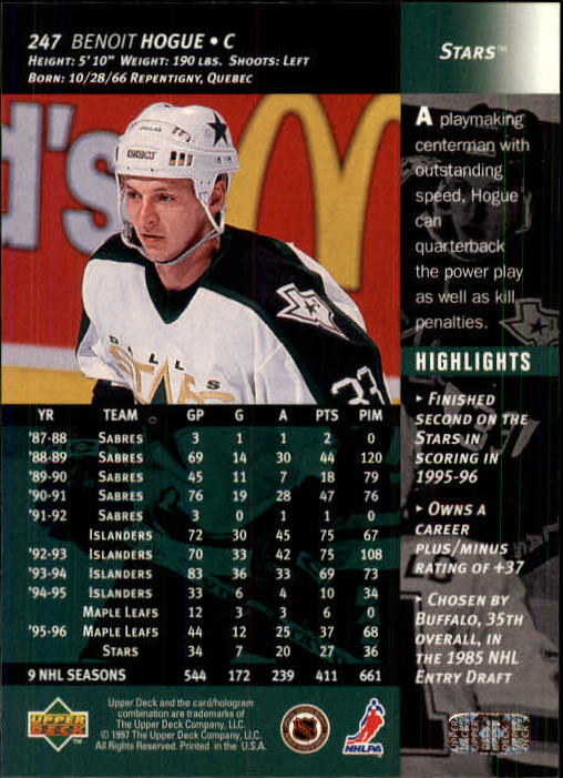 B3482- 1996-97 Upper Deck Hk Cards 1-250 +Rookies -You Pick- 15+ FREE US SHIP - Bild 493 von 499