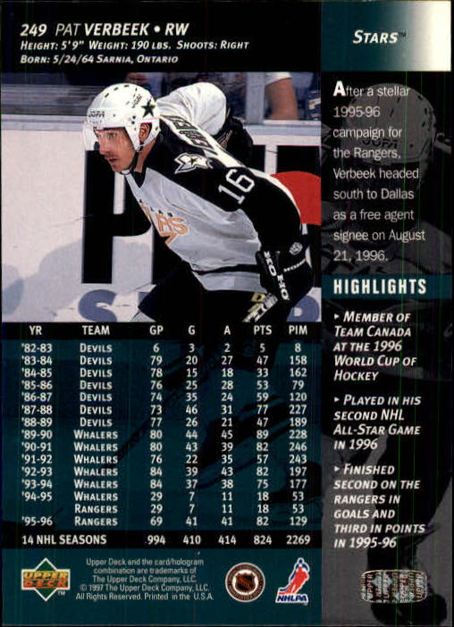 B3482- 1996-97 Upper Deck Hk Cards 1-250 +Rookies -You Pick- 15+ FREE US SHIP - Bild 497 von 499