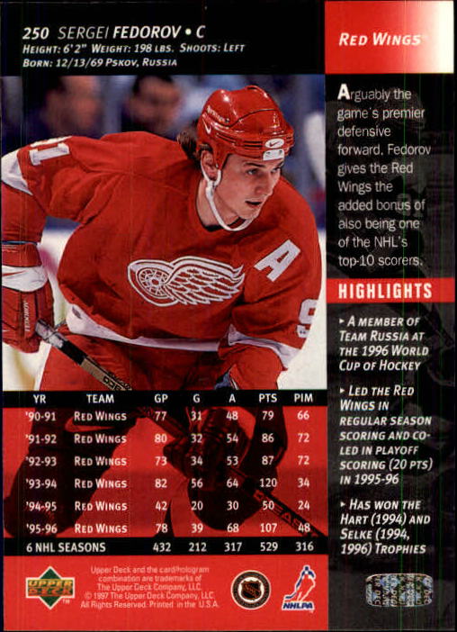 B3482- 1996-97 Upper Deck Hk Cards 1-250 +Rookies -You Pick- 15+ FREE US SHIP - Bild 499 von 499