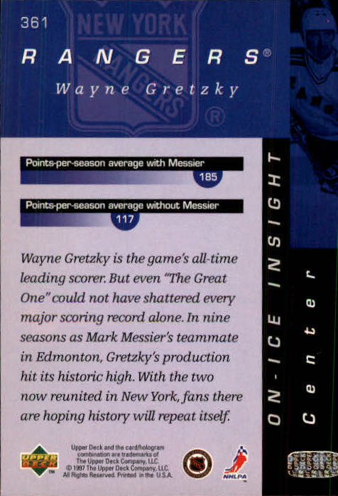 1996-97 Upper Deck #361 Wayne Gretzky OII back image