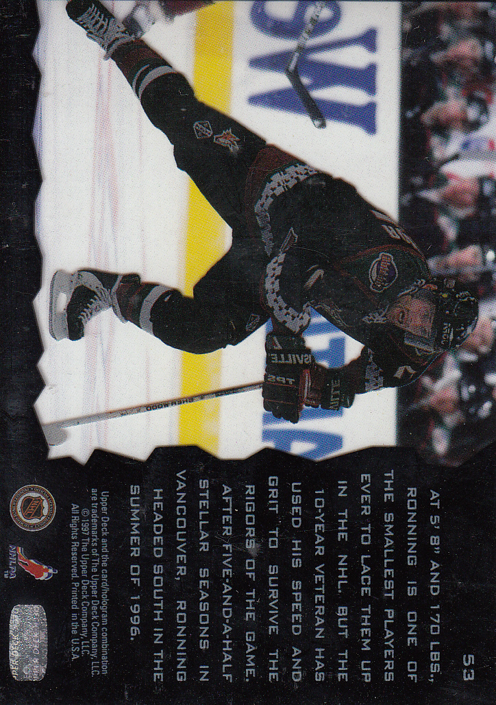 1996-97 Upper Deck Ice #53 Cliff Ronning back image