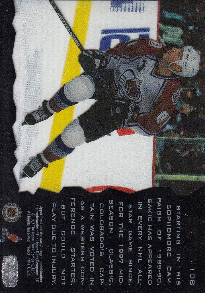 1996-97 Upper Deck Ice #108 Joe Sakic back image