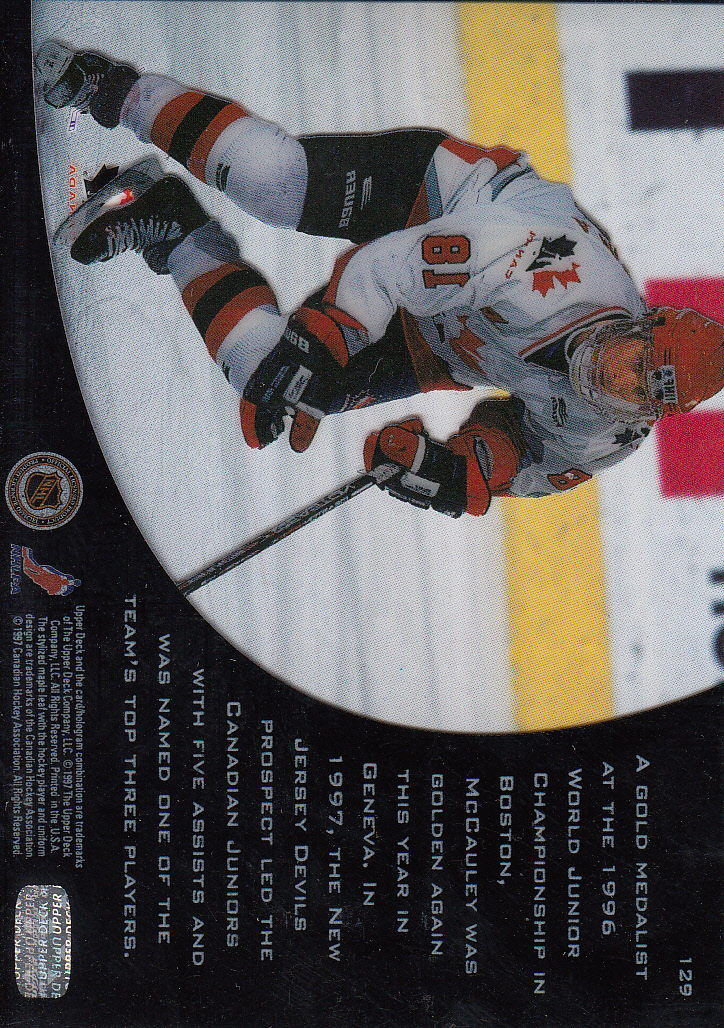 1996-97 Upper Deck Ice #129 Alyn McCauley back image