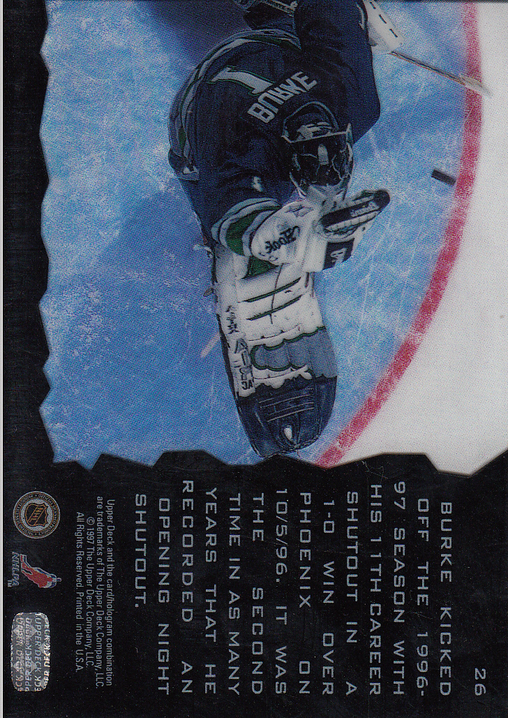 1996-97 Upper Deck Ice Acetate Parallel #26 Sean Burke back image