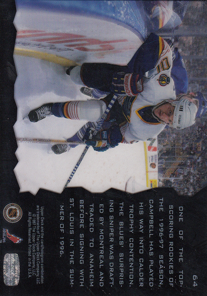 1996-97 Upper Deck Ice Acetate Parallel #64 Jim Campbell back image