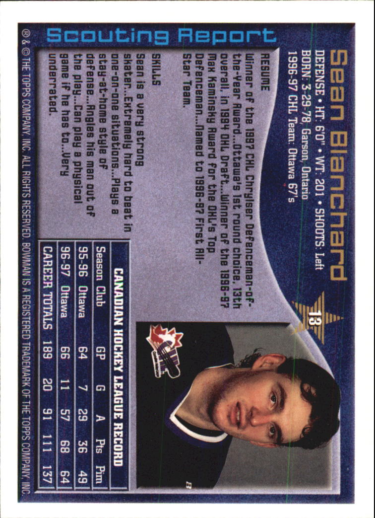 A2809- 1997 Bowman Chl Hockey Karten 1-160 + Rookies -du Pick- 15 + Gratis US - Bild 27 von 306