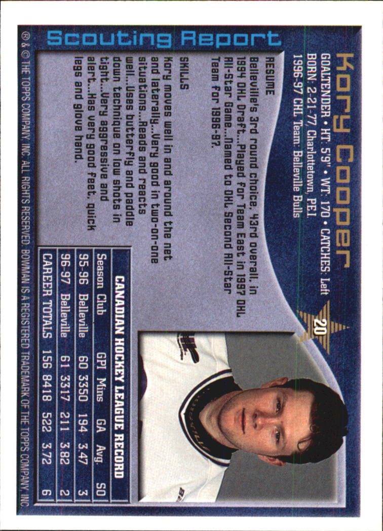 A2809- 1997 Bowman Chl Hockey Karten 1-160 + Rookies -du Pick- 15 + Gratis US - Bild 41 von 306
