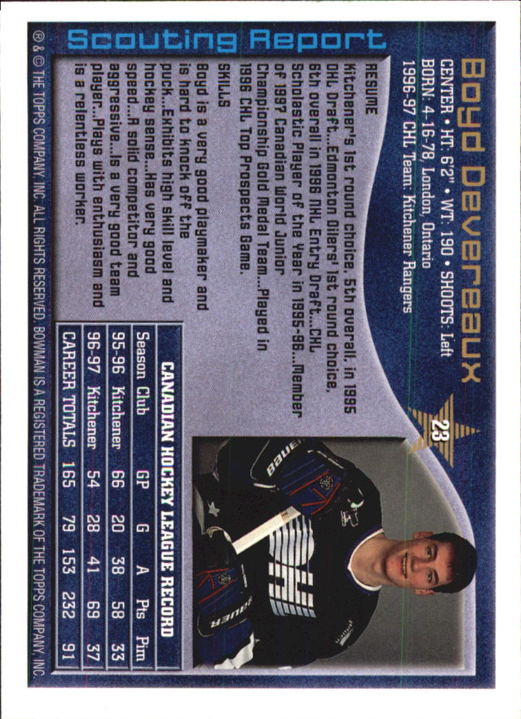 A2809- 1997 Bowman Chl Hockey Karten 1-160 + Rookies -du Pick- 15 + Gratis US - Bild 47 von 306