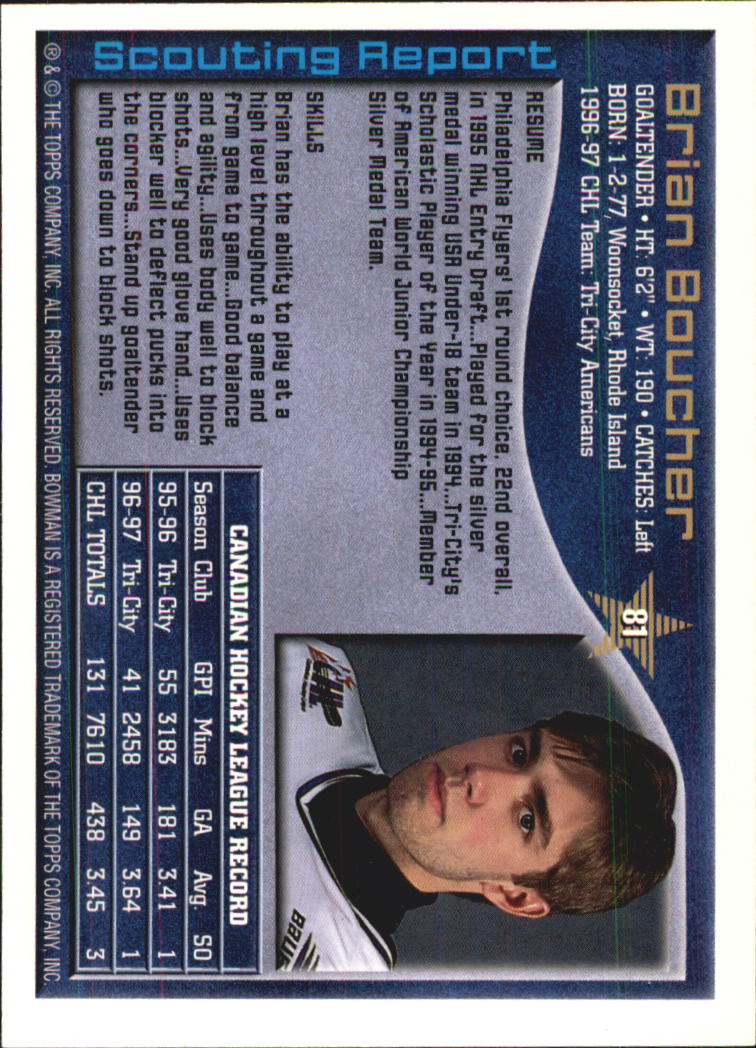 A2809- 1997 Bowman Chl Hockey Karten 1-160 + Rookies -du Pick- 15 + Gratis US - Bild 149 von 306