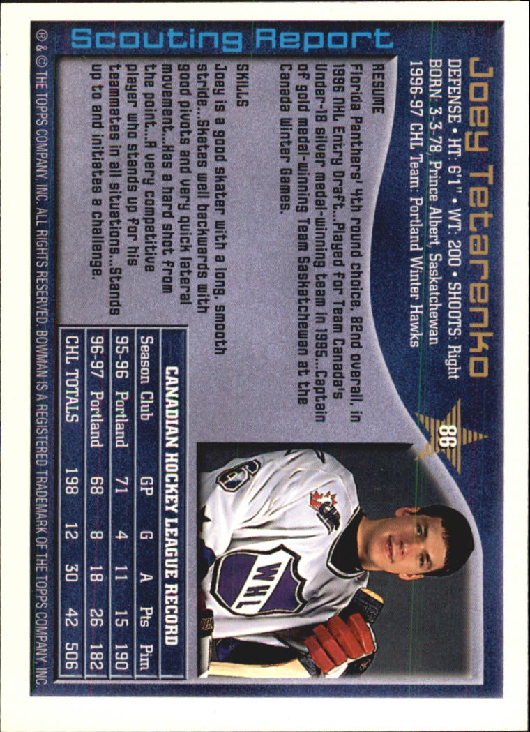 A2809- 1997 Bowman Chl Hockey Karten 1-160 + Rookies -du Pick- 15 + Gratis US - Bild 159 von 306