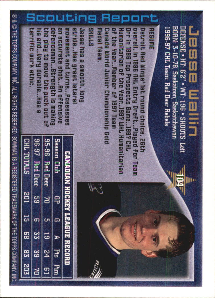 A2809- 1997 Bowman Chl Hockey Karten 1-160 + Rookies -du Pick- 15 + Gratis US - Bild 191 von 306
