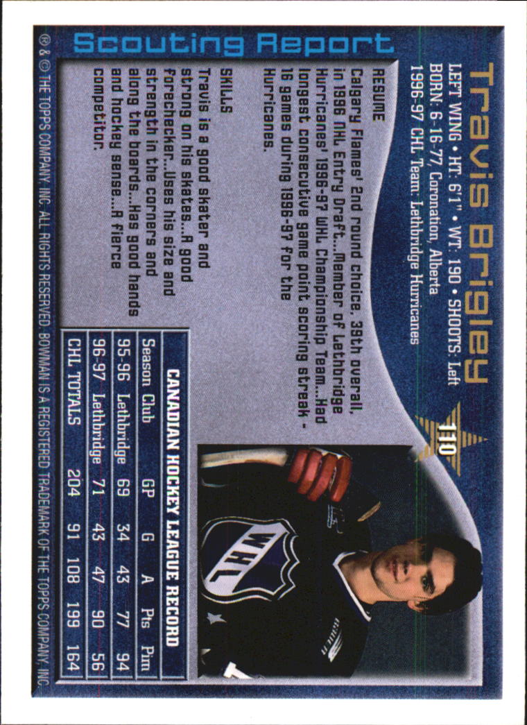 A2809- 1997 Bowman Chl Hockey Karten 1-160 + Rookies -du Pick- 15 + Gratis US - Bild 203 von 306