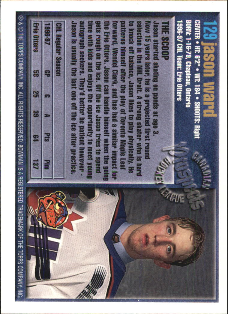 A2809- 1997 Bowman Chl Hockey Karten 1-160 + Rookies -du Pick- 15 + Gratis US - Bild 241 von 306