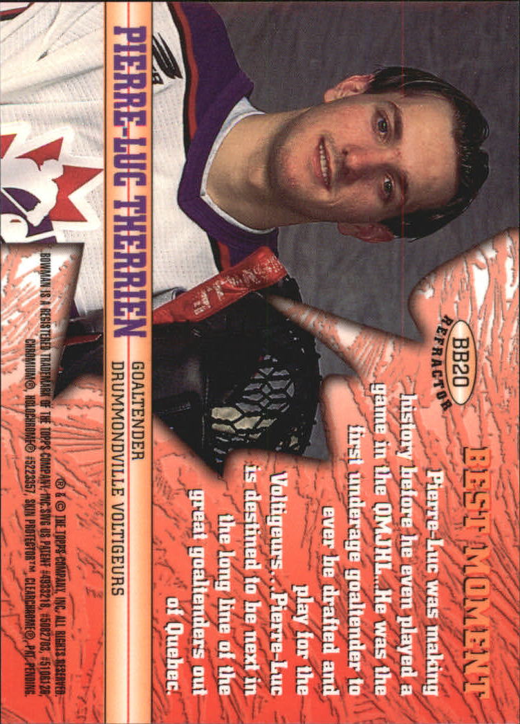 1997 Bowman CHL Bowman's Best Refractor #20 Pierre-Luc Therrien back image